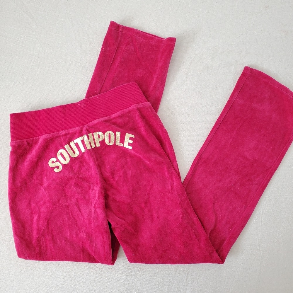 Y2k southpole velour spellout bottom pants kids large 12/14